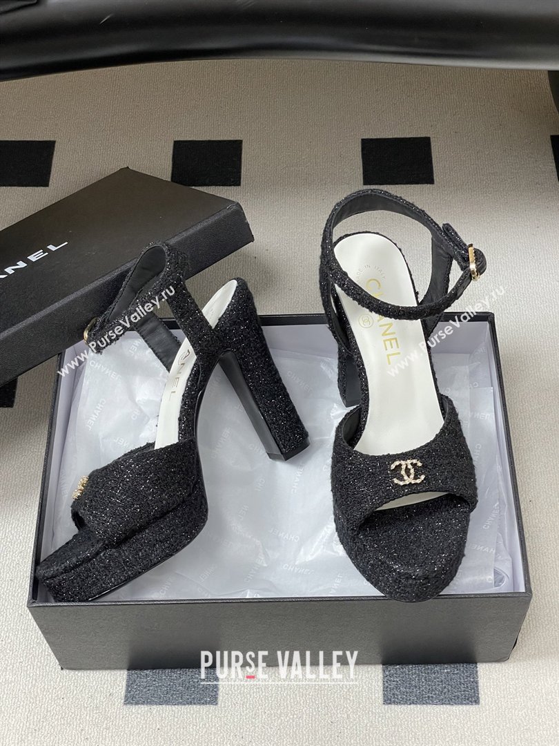 Chanel Tweed Sandals G47029 Black Spring-Summer 2026 Pre-collection (MD-26022305)