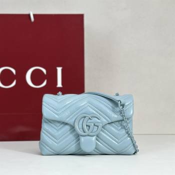 Gucci GG Marmont Leather Mini shoulder Bag 856368 Light Blue 2026 (DLH-26022609)
