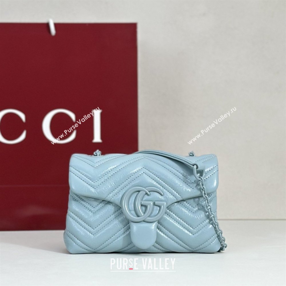 Gucci GG Marmont Leather Mini shoulder Bag 856368 Light Blue 2026 (DLH-26022609)