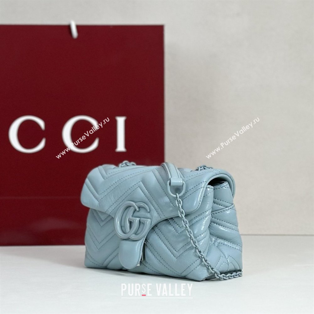 Gucci GG Marmont Leather Mini shoulder Bag 856368 Light Blue 2026 (DLH-26022609)