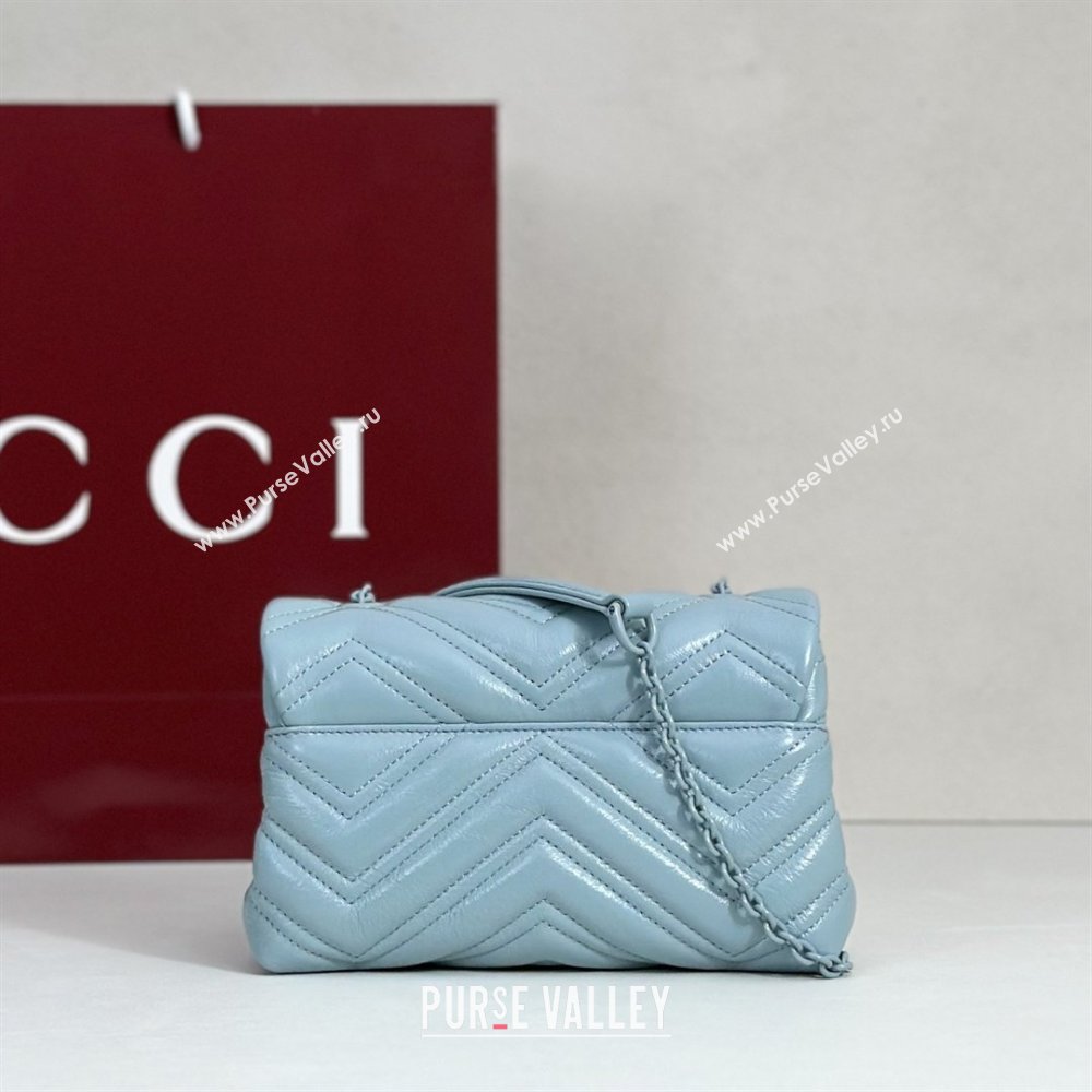 Gucci GG Marmont Leather Mini shoulder Bag 856368 Light Blue 2026 (DLH-26022609)