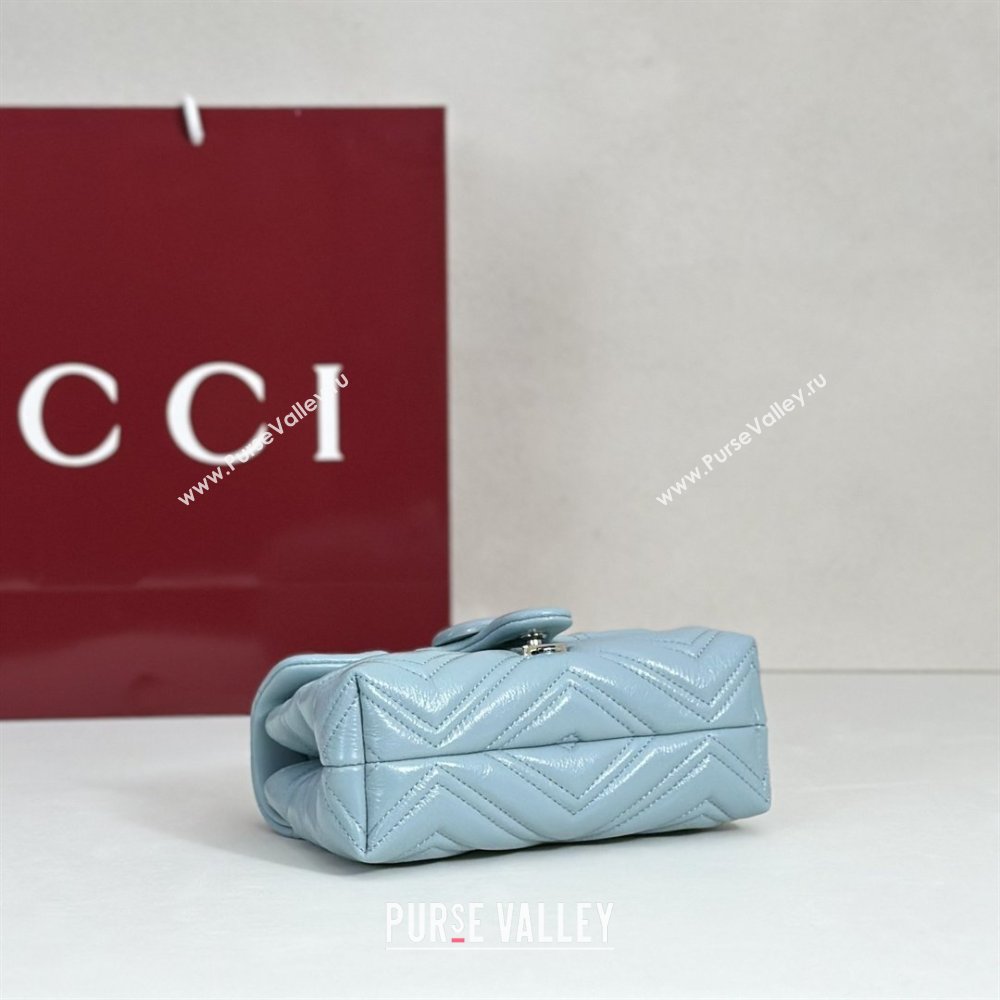 Gucci GG Marmont Leather Mini shoulder Bag 856368 Light Blue 2026 (DLH-26022609)