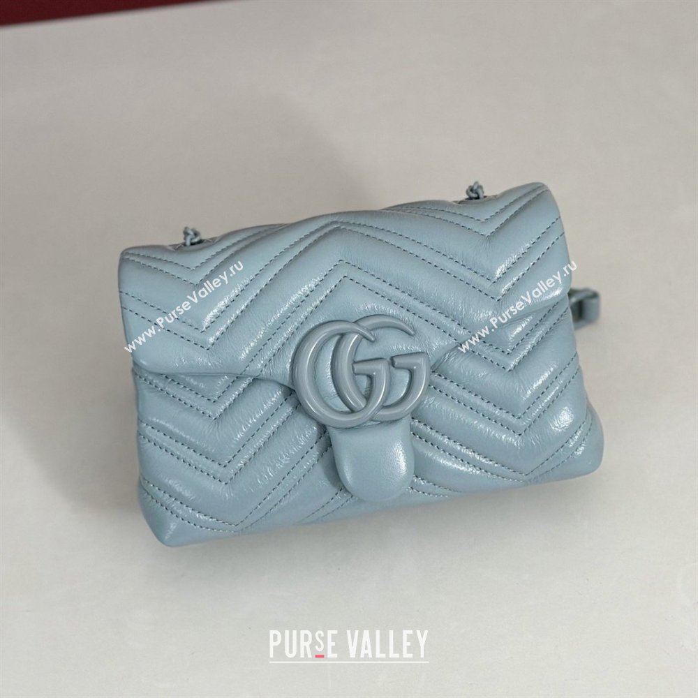 Gucci GG Marmont Leather Mini shoulder Bag 856368 Light Blue 2026 (DLH-26022609)