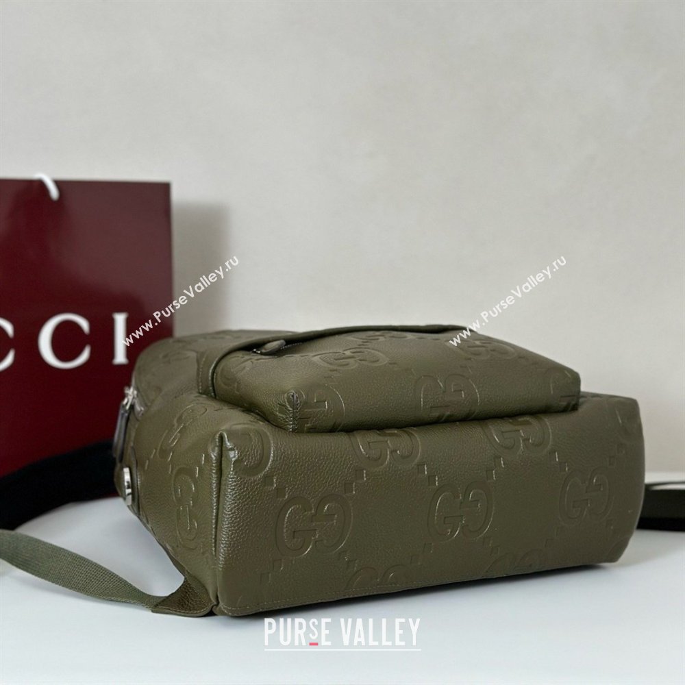 Gucci Mens Medium Jumbo GG Leather Backpack Bag 819065 Green 2025 (DLH-26022610)