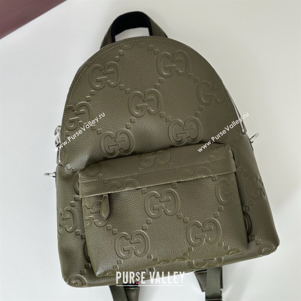Gucci Mens Medium Jumbo GG Leather Backpack Bag 819065 Green 2025 (DLH-26022610)