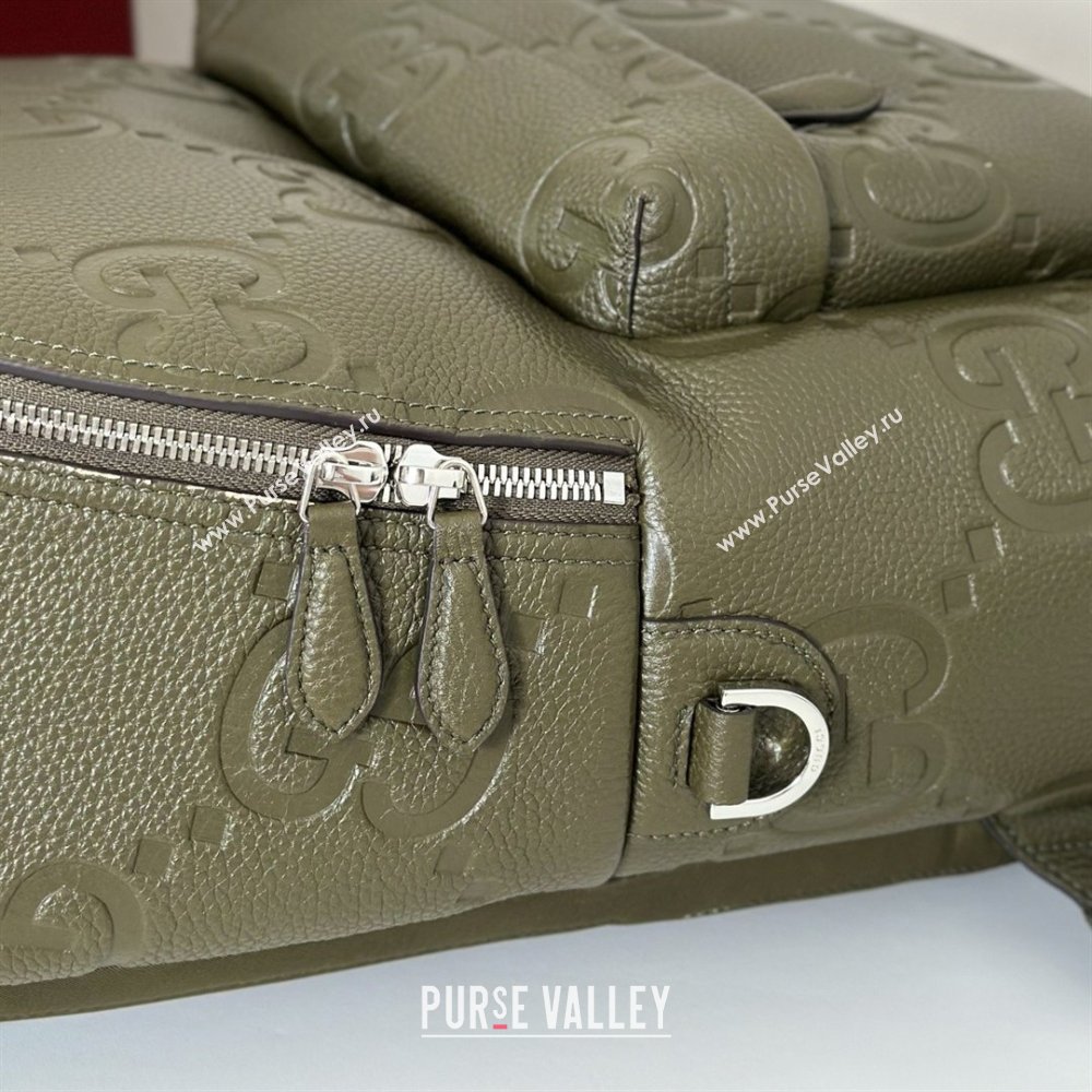 Gucci Mens Medium Jumbo GG Leather Backpack Bag 819065 Green 2025 (DLH-26022610)