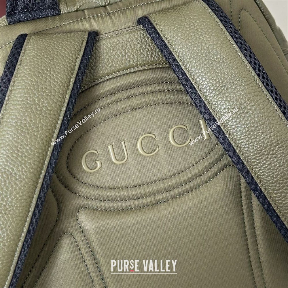 Gucci Mens Medium Jumbo GG Leather Backpack Bag 819065 Green 2025 (DLH-26022610)