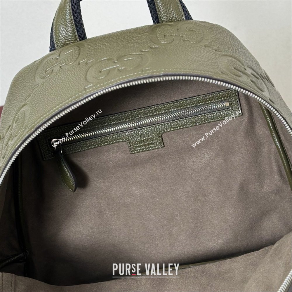 Gucci Mens Medium Jumbo GG Leather Backpack Bag 819065 Green 2025 (DLH-26022610)