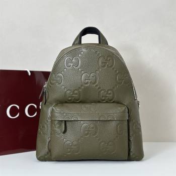 Gucci Mens Medium Jumbo GG Leather Backpack Bag 819065 Green 2025 (DLH-26022610)