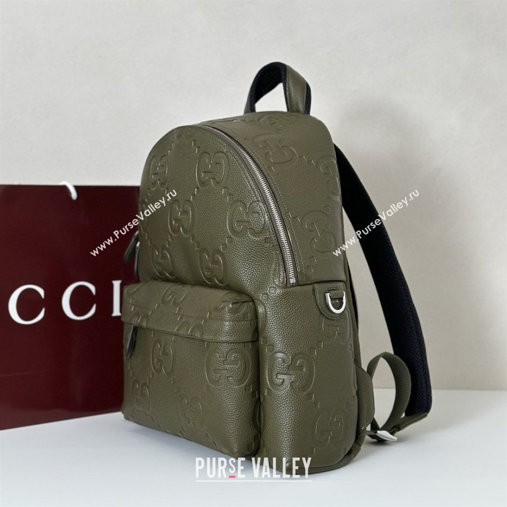 Gucci Mens Medium Jumbo GG Leather Backpack Bag 819065 Green 2025 (DLH-26022610)