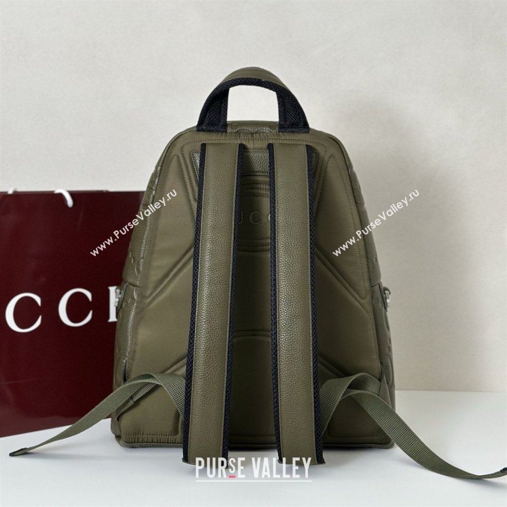 Gucci Mens Medium Jumbo GG Leather Backpack Bag 819065 Green 2025 (DLH-26022610)