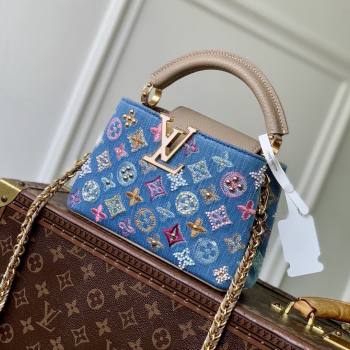 Louis Vuitton Capucines Mini Bag in Denim Blue/Cream GOTS-certified cotton M12947 2026 (K-26022710)