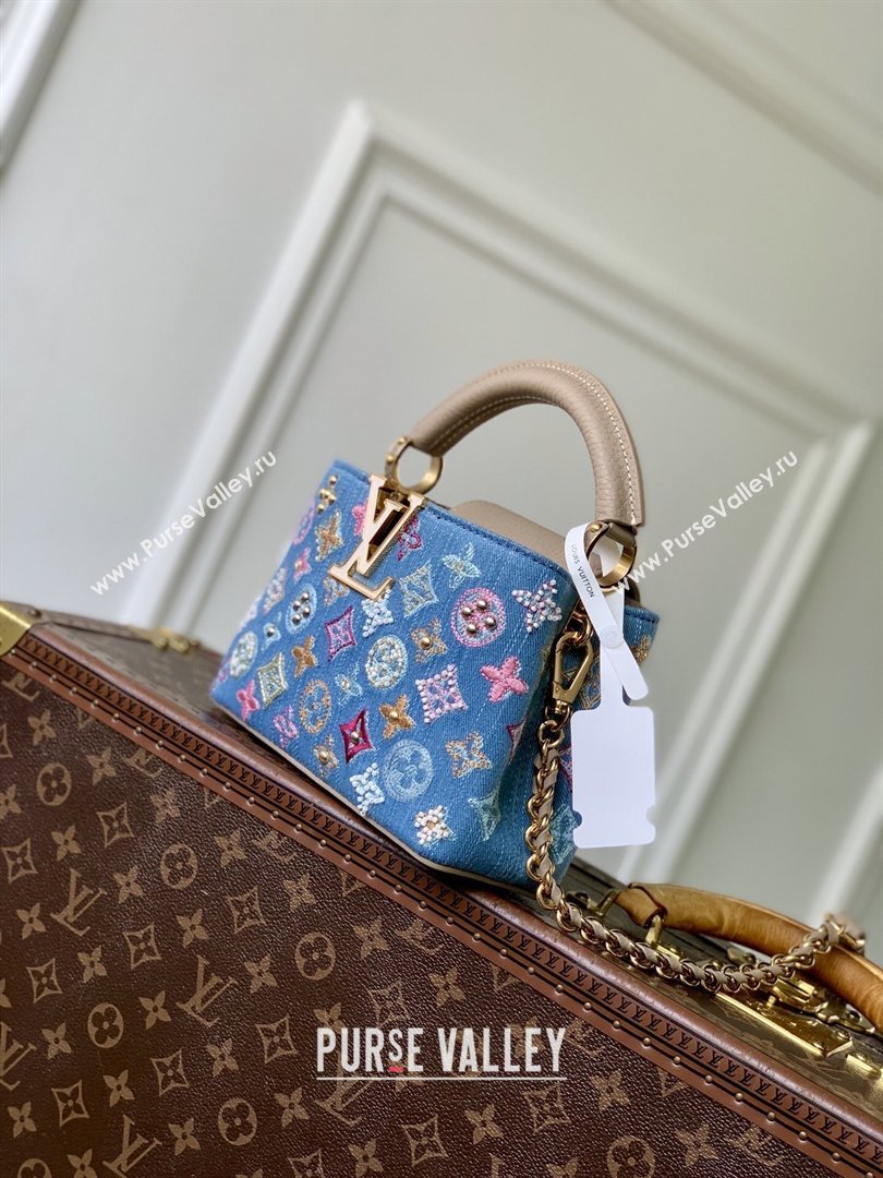 Louis Vuitton Capucines Mini Bag in Denim Blue/Cream GOTS-certified cotton M12947 2026 (K-26022710)