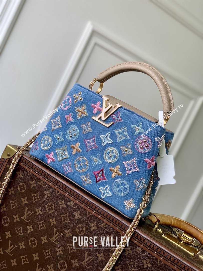 Louis Vuitton Capucines BB Bag in Denim Blue/Cream GOTS-certified cotton M12947 2026 (K-26022711)