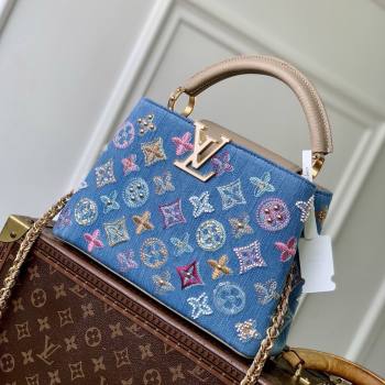 Louis Vuitton Capucines BB Bag in Denim Blue/Cream GOTS-certified cotton M12947 2026 (K-26022711)
