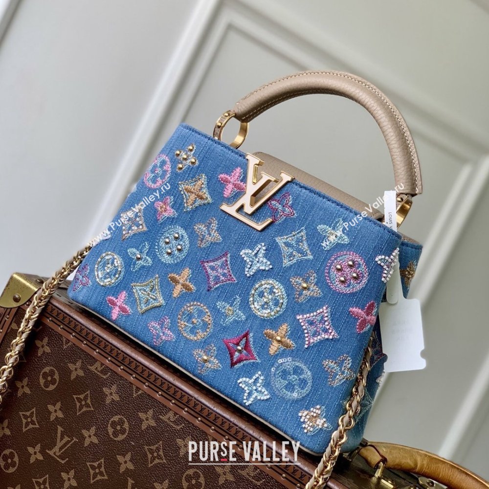 Louis Vuitton Capucines BB Bag in Denim Blue/Cream GOTS-certified cotton M12947 2026 (K-26022711)