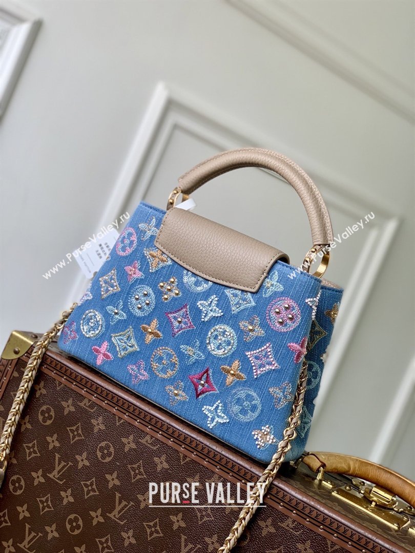 Louis Vuitton Capucines BB Bag in Denim Blue/Cream GOTS-certified cotton M12947 2026 (K-26022711)