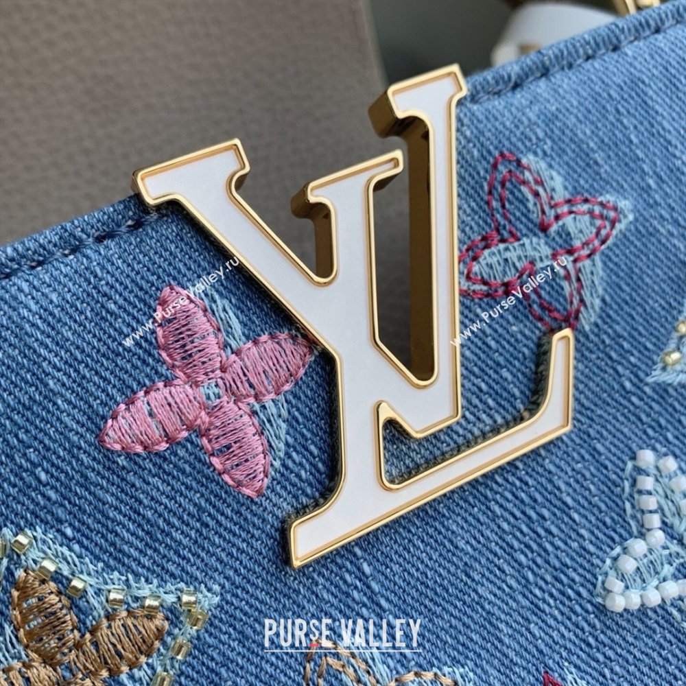 Louis Vuitton Capucines BB Bag in Denim Blue/Cream GOTS-certified cotton M12947 2026 (K-26022711)