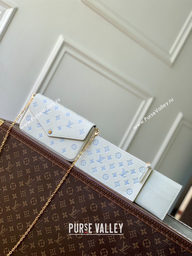 Louis Vuitton Pochette Felicie Bag in Milky White/Blue Cowhide Leather M28127 2026 (K-26022713)