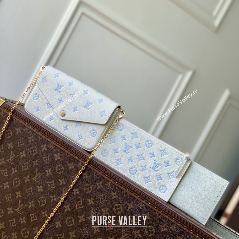 Louis Vuitton Pochette Felicie Bag in Milky White/Blue Cowhide Leather M28127 2026 (K-26022713)