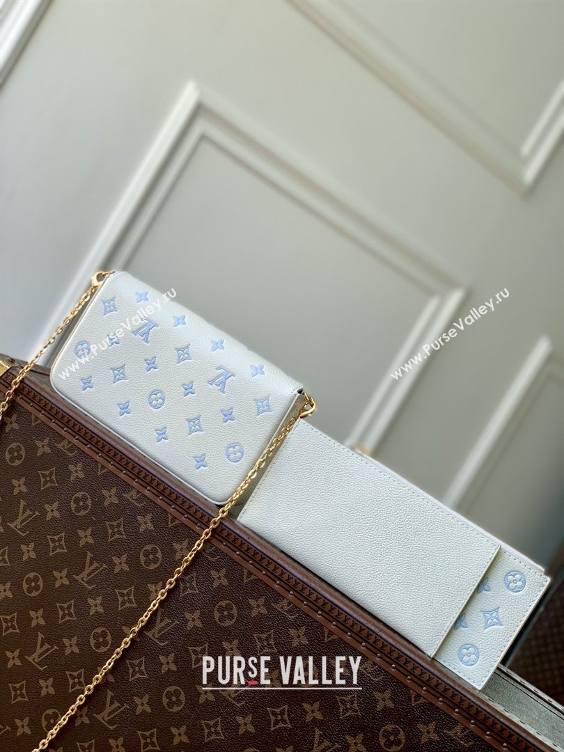 Louis Vuitton Pochette Felicie Bag in Milky White/Blue Cowhide Leather M28127 2026 (K-26022713)