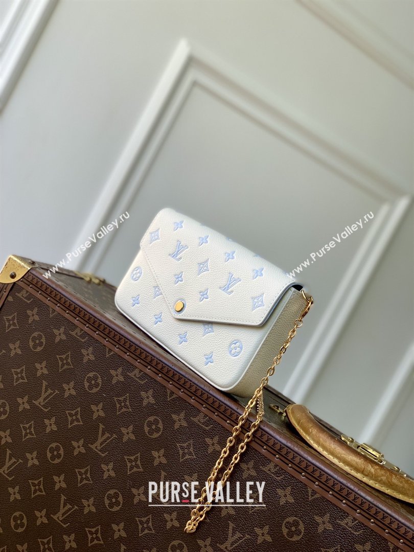 Louis Vuitton Pochette Felicie Bag in Milky White/Blue Cowhide Leather M28127 2026 (K-26022713)