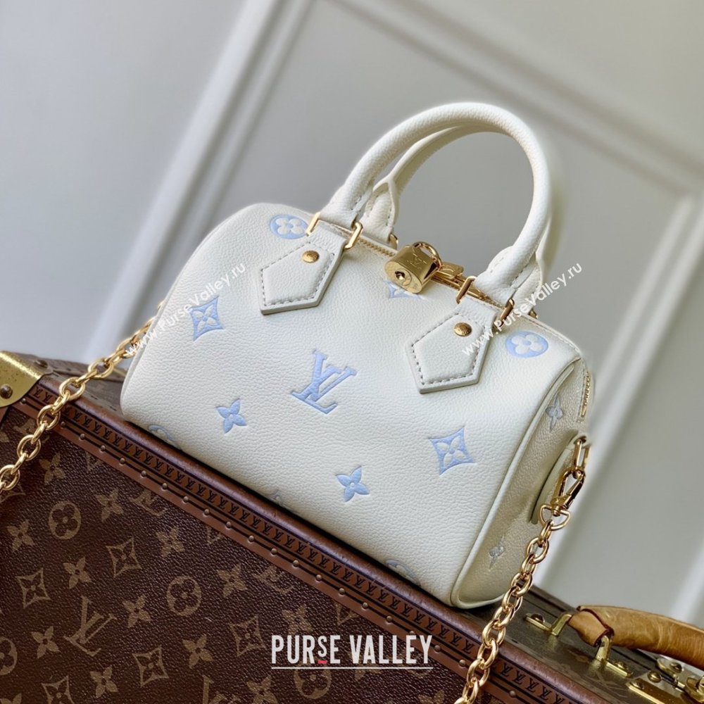 Louis Vuitton Speedy Bandouliere 20 in Milky White/Blue Cowhide Leather M28314 2026 (K-26022718)