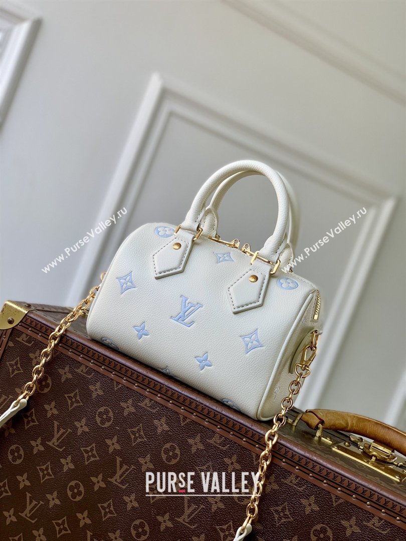 Louis Vuitton Speedy Bandouliere 20 in Milky White/Blue Cowhide Leather M28314 2026 (K-26022718)
