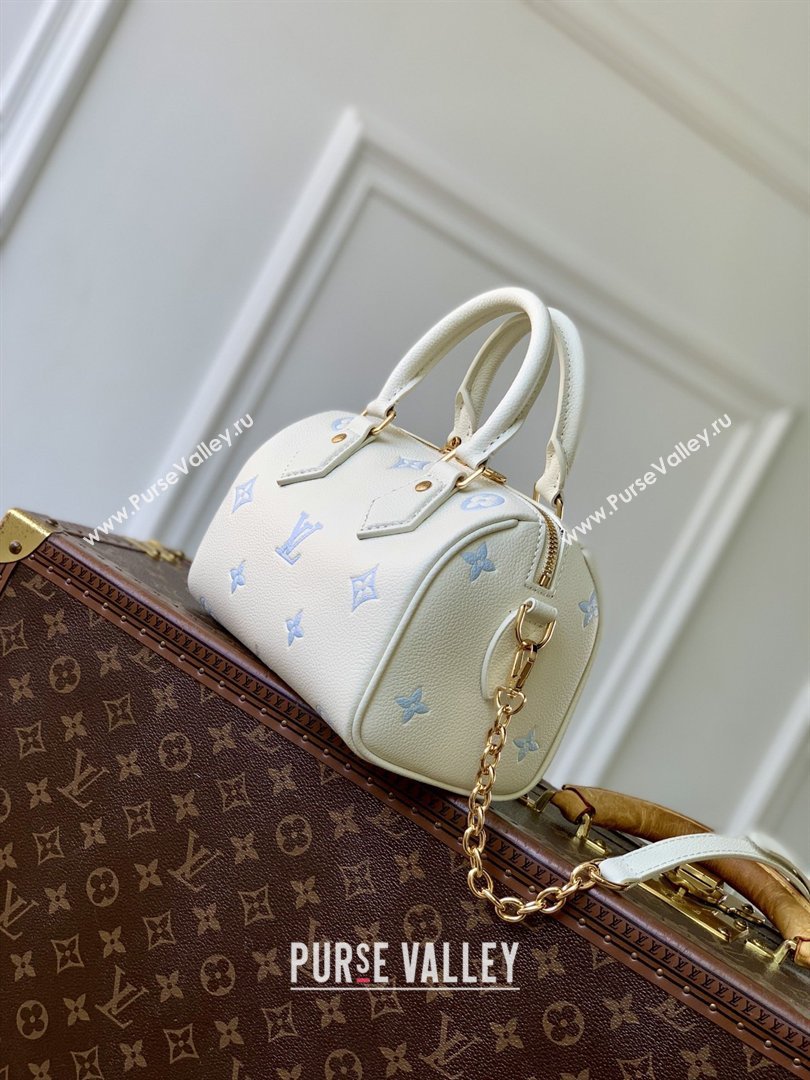 Louis Vuitton Speedy Bandouliere 20 in Milky White/Blue Cowhide Leather M28314 2026 (K-26022718)
