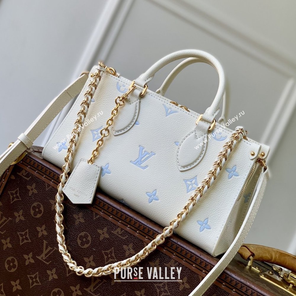 Louis Vuitton OnTheGo East West Tote Bag in Milky White/Blue Cowhide Leather M27577 2026 (K-26022815)