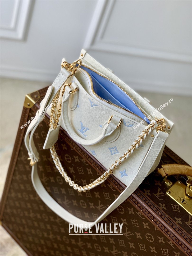 Louis Vuitton OnTheGo East West Tote Bag in Milky White/Blue Cowhide Leather M27577 2026 (K-26022815)