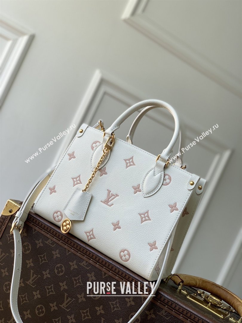 Louis Vuitton OnTheGo PM Tote Bag in Milky White/Peach Cowhide Leather M28313 2026 (K-26022816)