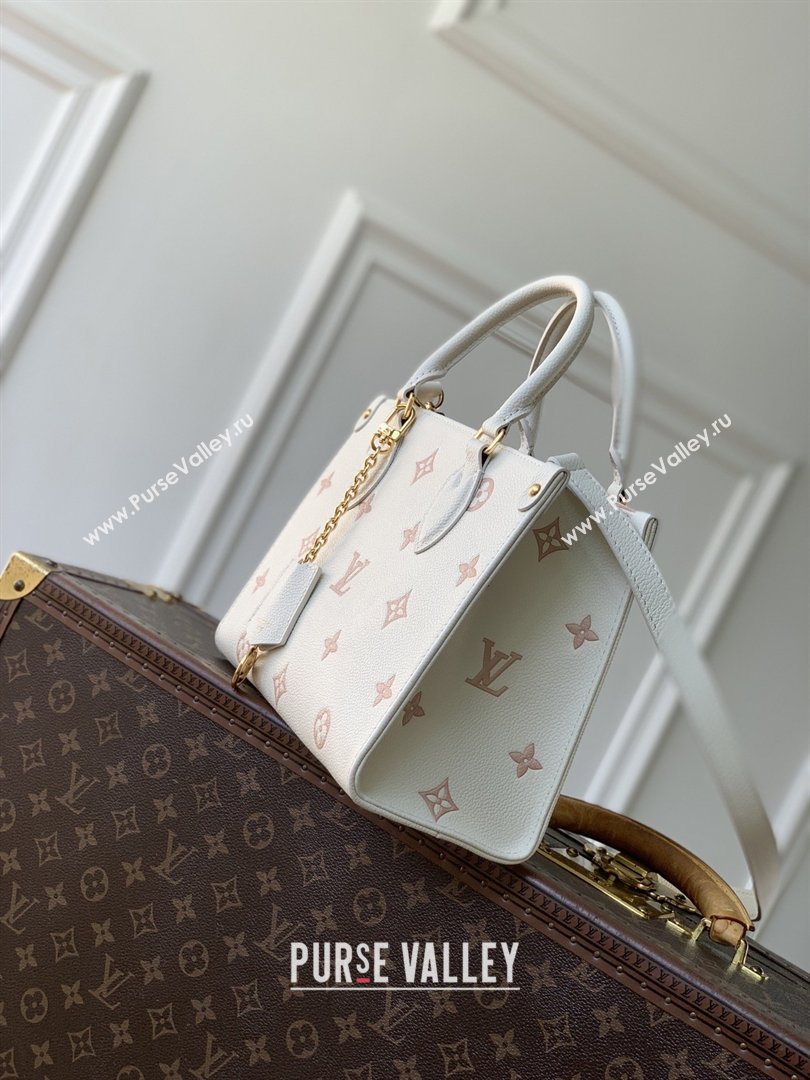 Louis Vuitton OnTheGo PM Tote Bag in Milky White/Peach Cowhide Leather M28313 2026 (K-26022816)