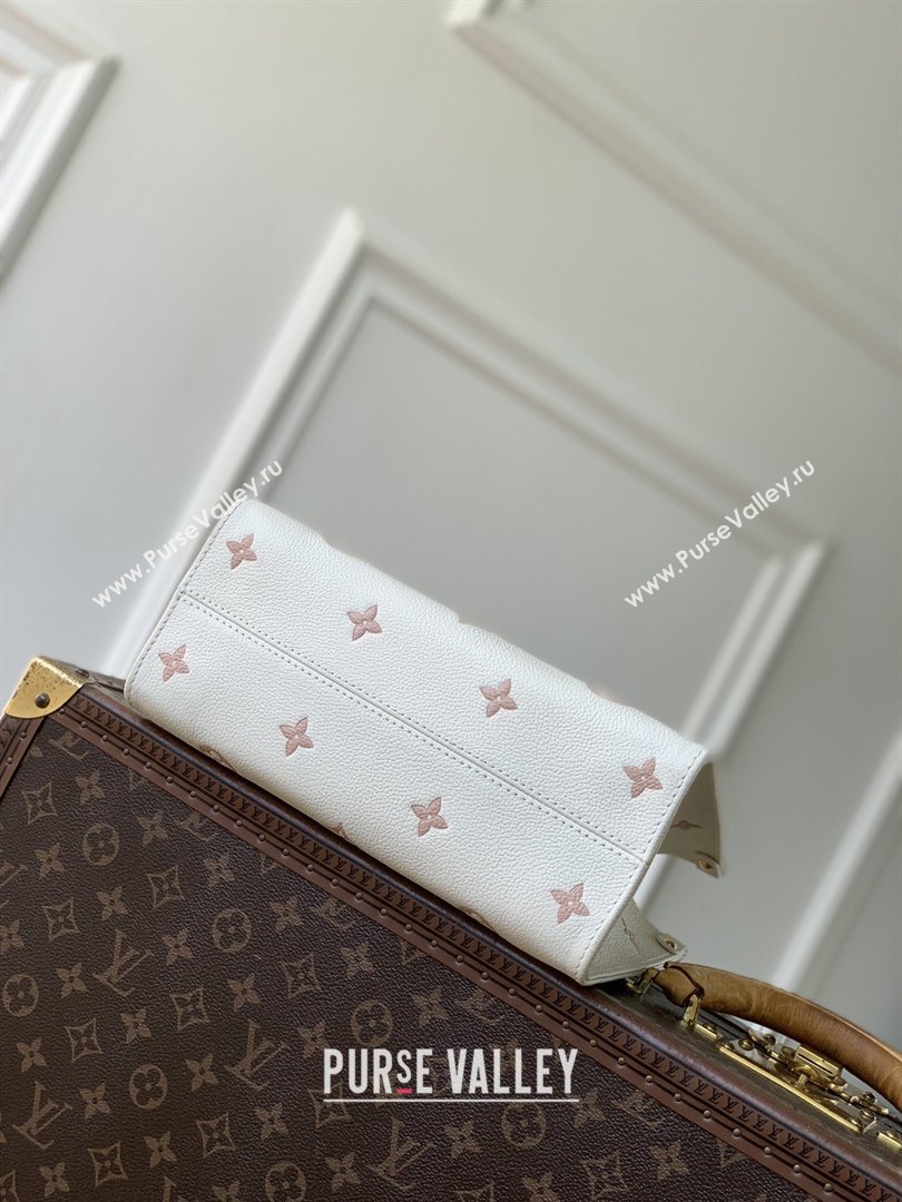 Louis Vuitton OnTheGo PM Tote Bag in Milky White/Peach Cowhide Leather M28313 2026 (K-26022816)