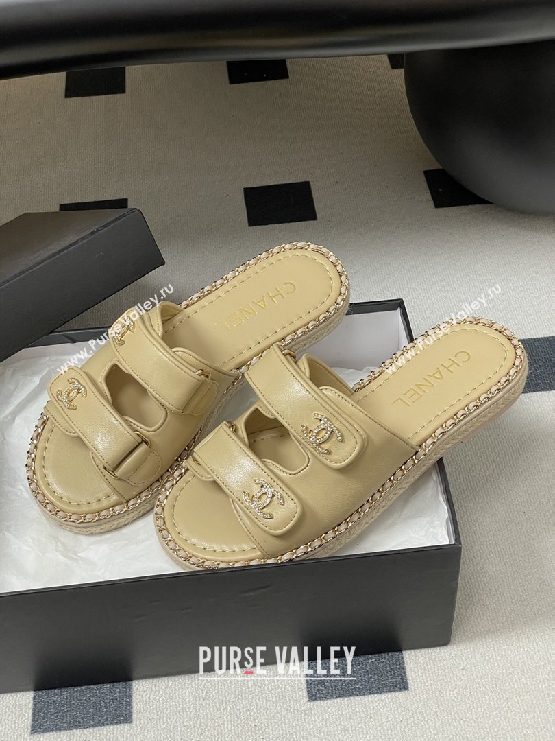Chanel Mules Sandal with Chain Beige Lambskin 2026 (MD-26022813)