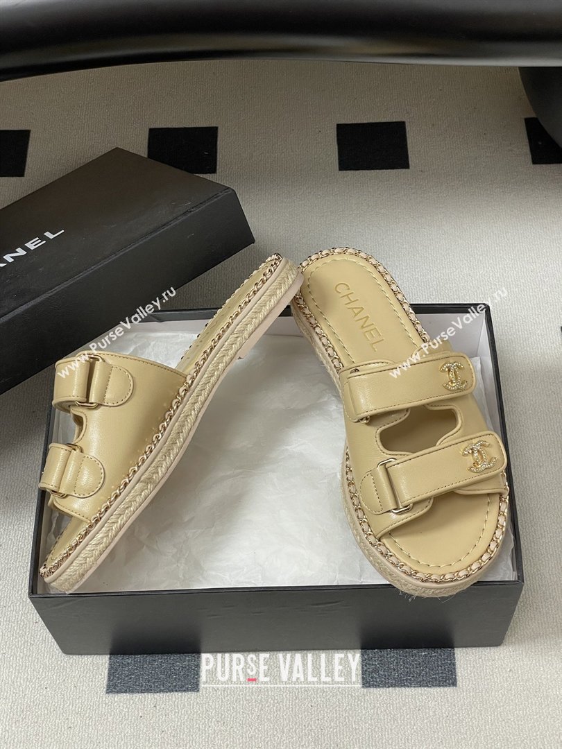 Chanel Mules Sandal with Chain Beige Lambskin 2026 (MD-26022813)