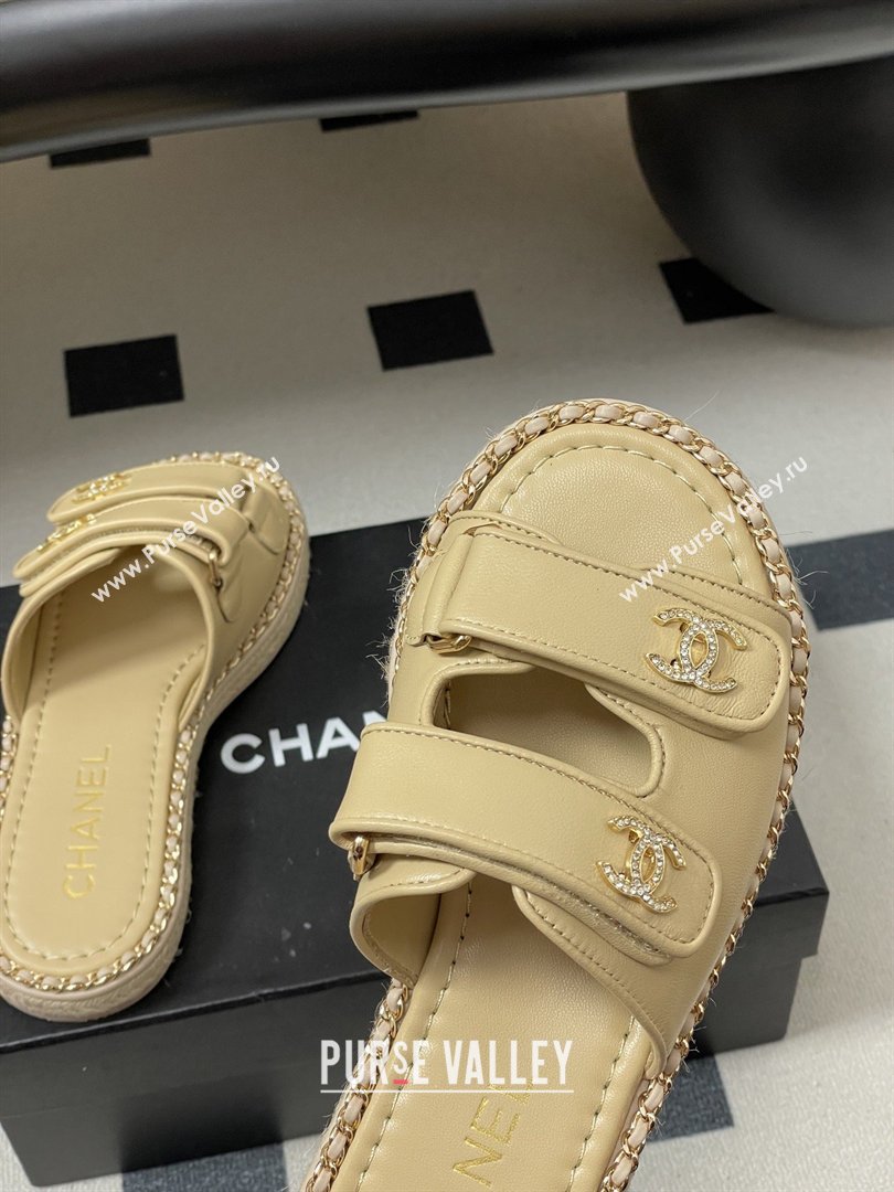 Chanel Mules Sandal with Chain Beige Lambskin 2026 (MD-26022813)