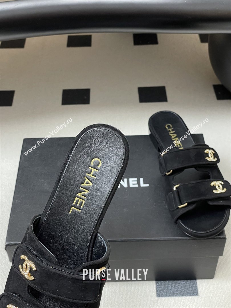 Chanel Mules Sandal in Suede Kidskin G47043 Black 2026 (MD-26022801)