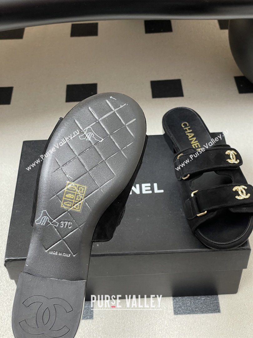 Chanel Mules Sandal in Suede Kidskin G47043 Black 2026 (MD-26022801)