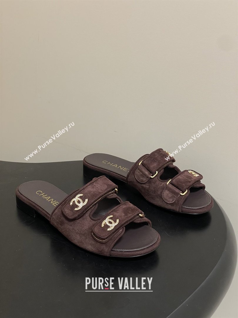 Chanel Mules Sandal in Suede Kidskin G47043 Dark Brown 2026 (MD-26022802)