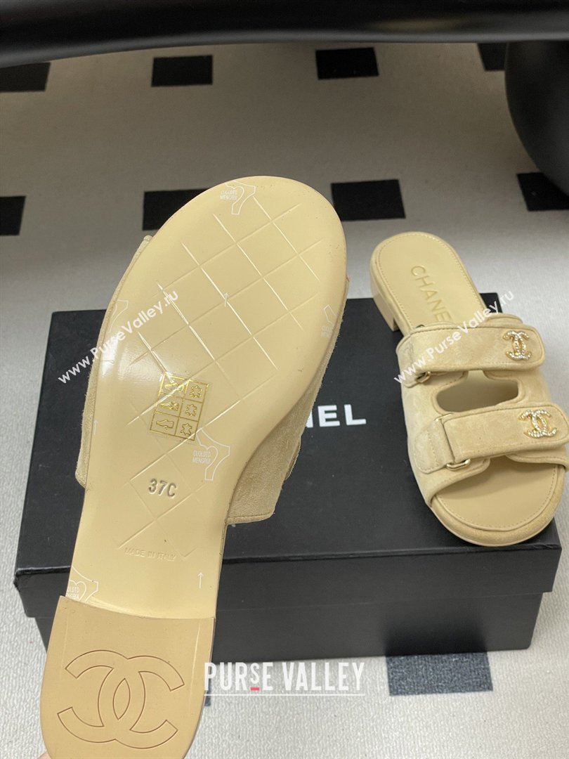 Chanel Mules Sandal in Suede Kidskin G47043 Beige 2026 (MD-26022803)
