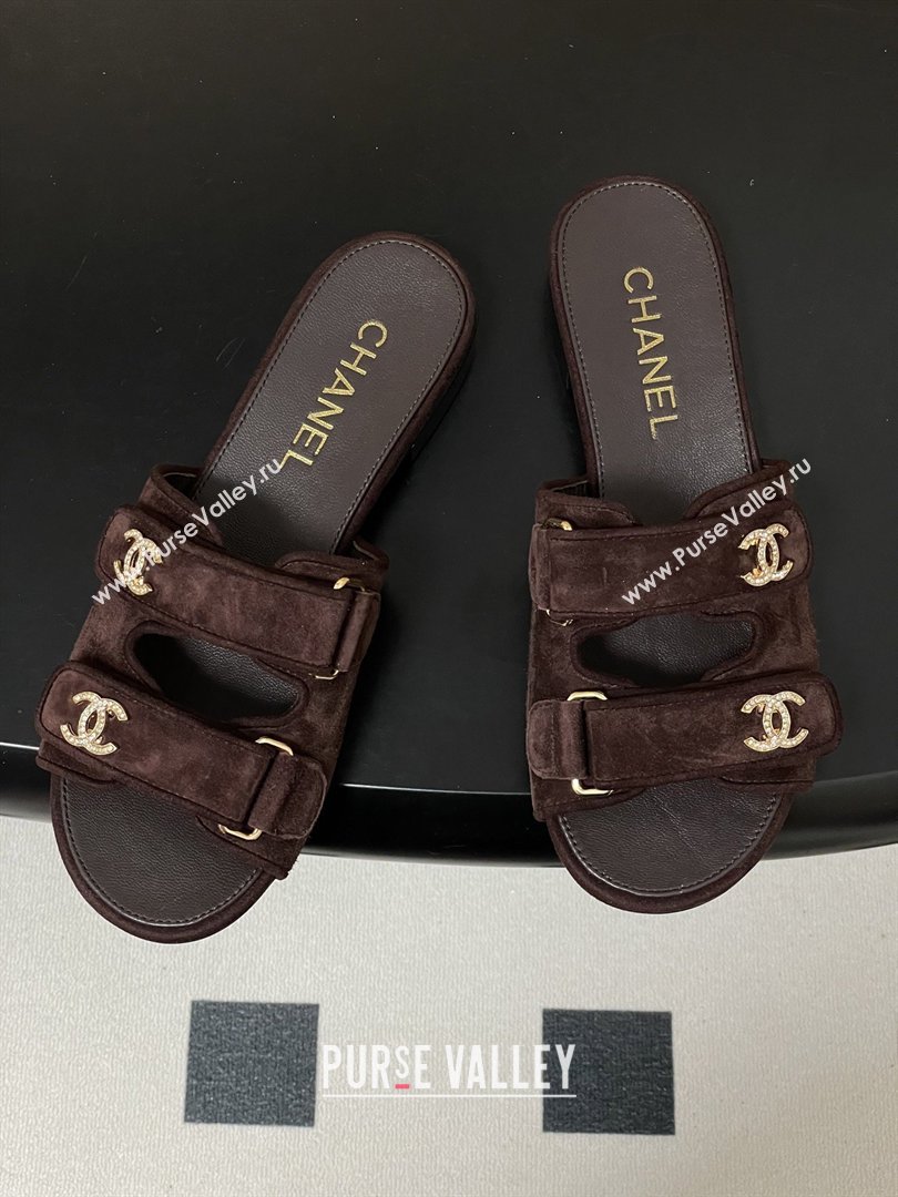 Chanel Mules Sandal in Suede Kidskin G47043 Dark Brown 2026 (MD-26022802)