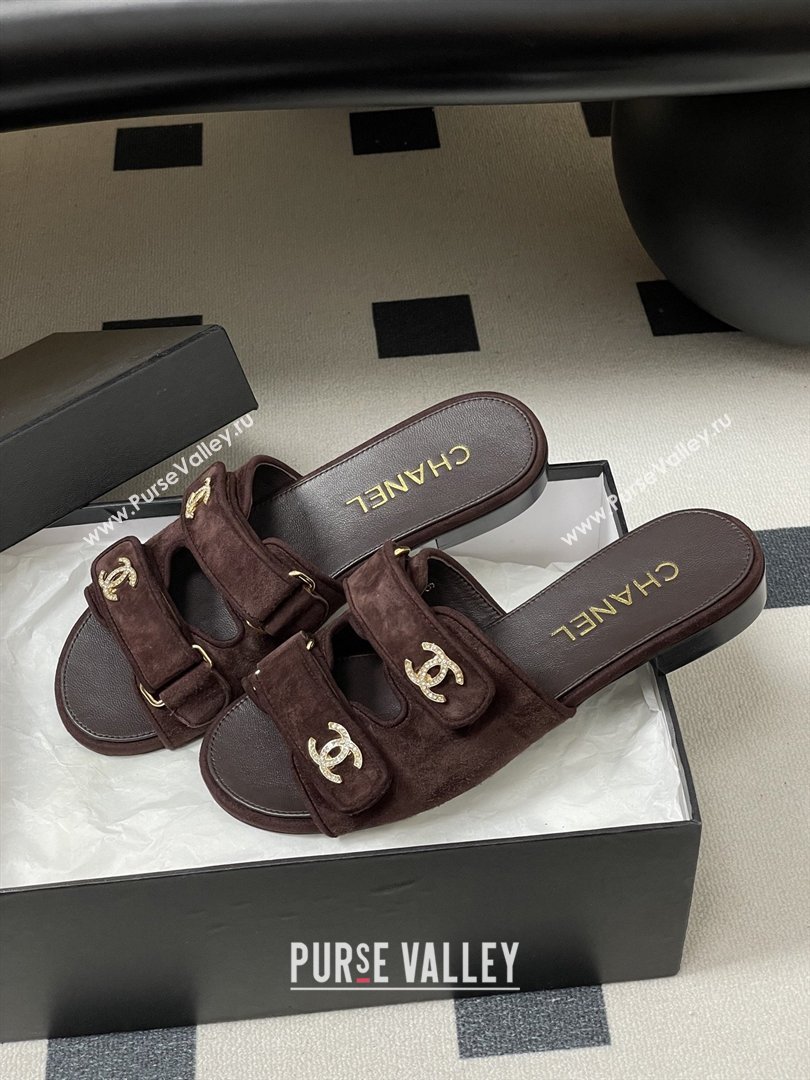 Chanel Mules Sandal in Suede Kidskin G47043 Dark Brown 2026 (MD-26022802)