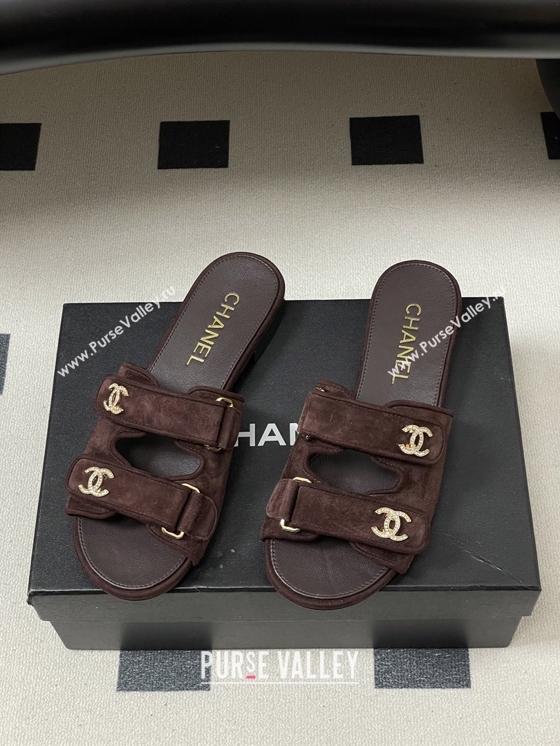 Chanel Mules Sandal in Suede Kidskin G47043 Dark Brown 2026 (MD-26022802)