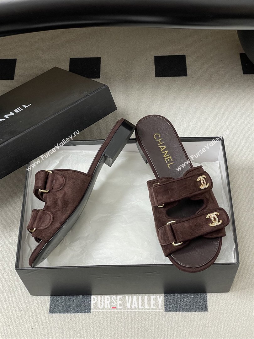 Chanel Mules Sandal in Suede Kidskin G47043 Dark Brown 2026 (MD-26022802)