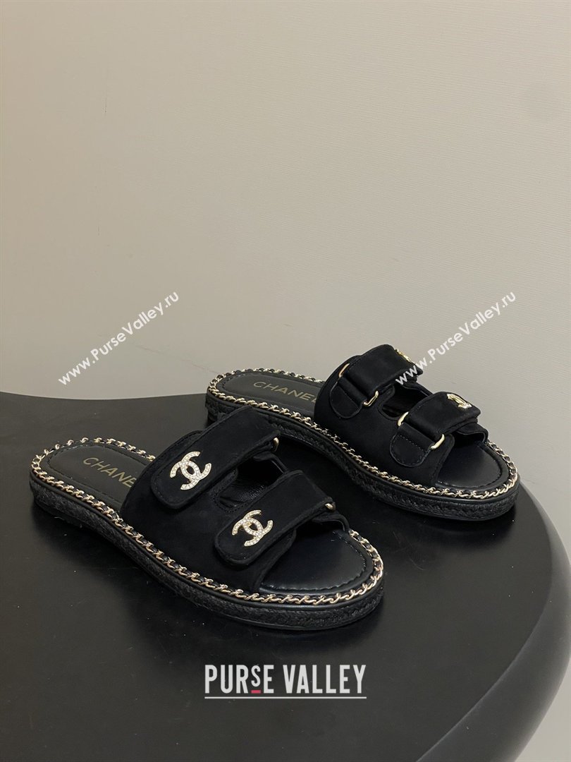 Chanel Mules Sandal with Chain Black Suede 2026 (MD-26022809)