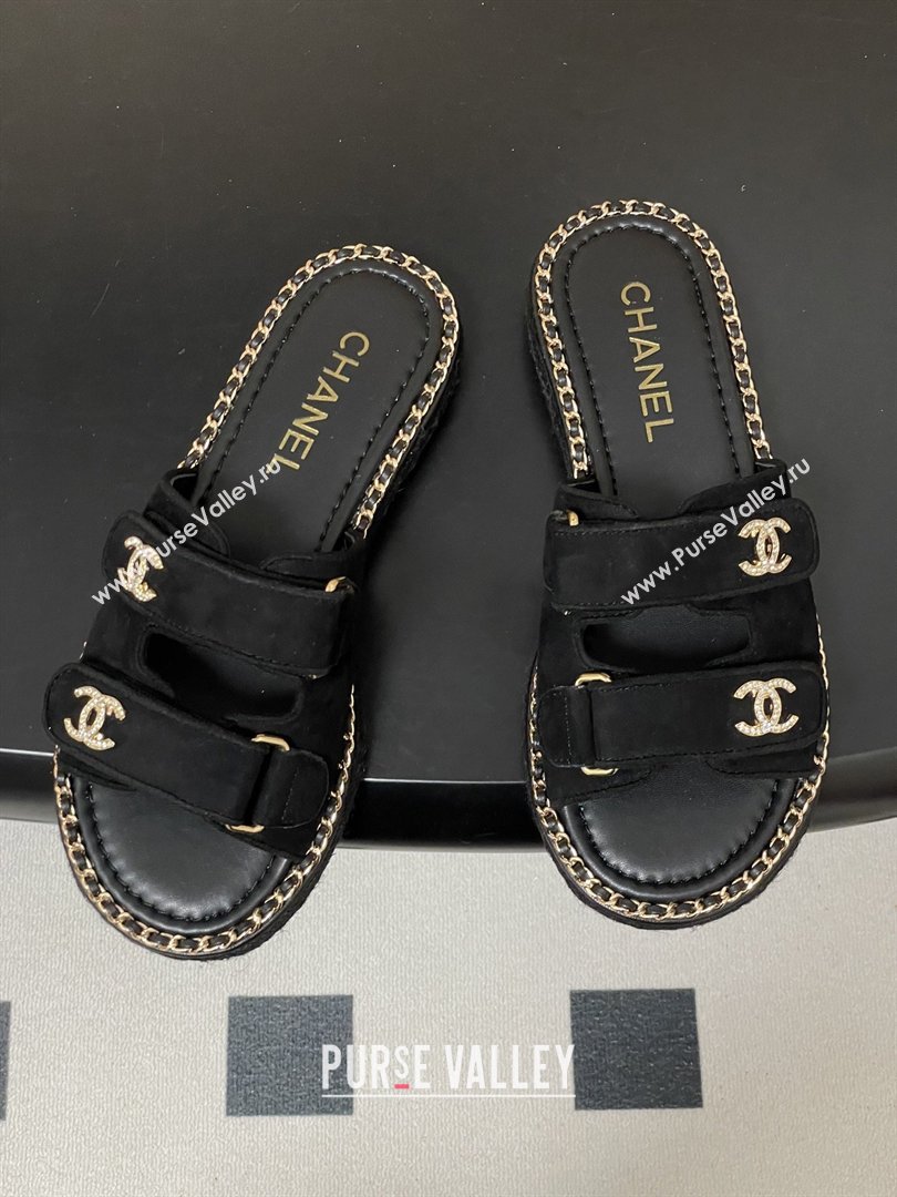 Chanel Mules Sandal with Chain Black Suede 2026 (MD-26022809)