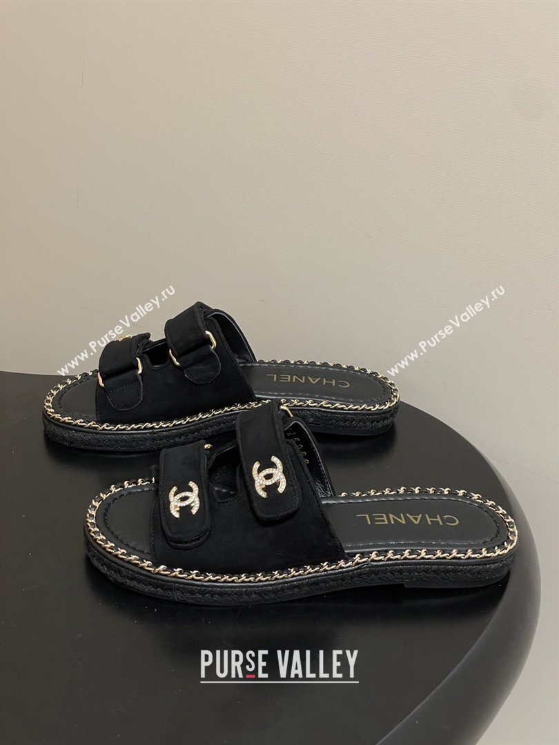 Chanel Mules Sandal with Chain Black Suede 2026 (MD-26022809)