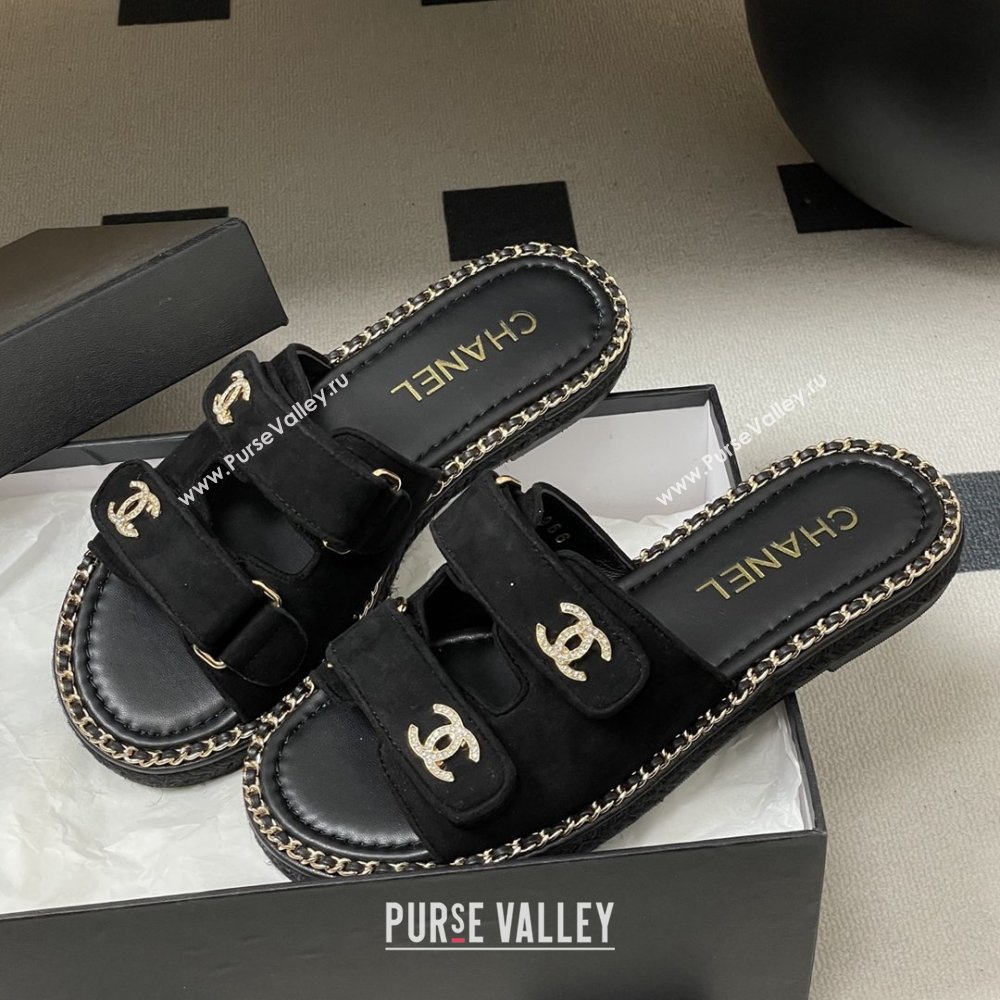 Chanel Mules Sandal with Chain Black Suede 2026 (MD-26022809)