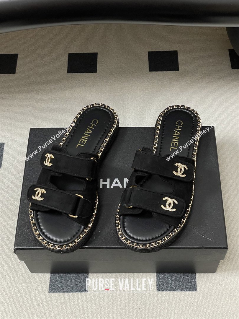 Chanel Mules Sandal with Chain Black Suede 2026 (MD-26022809)
